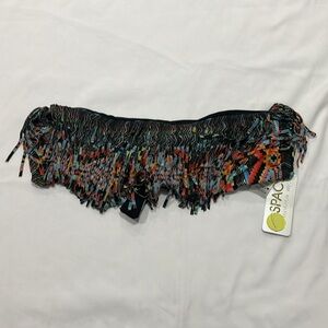 L*Space Multicolor Fringe Bikini Top, LARGE